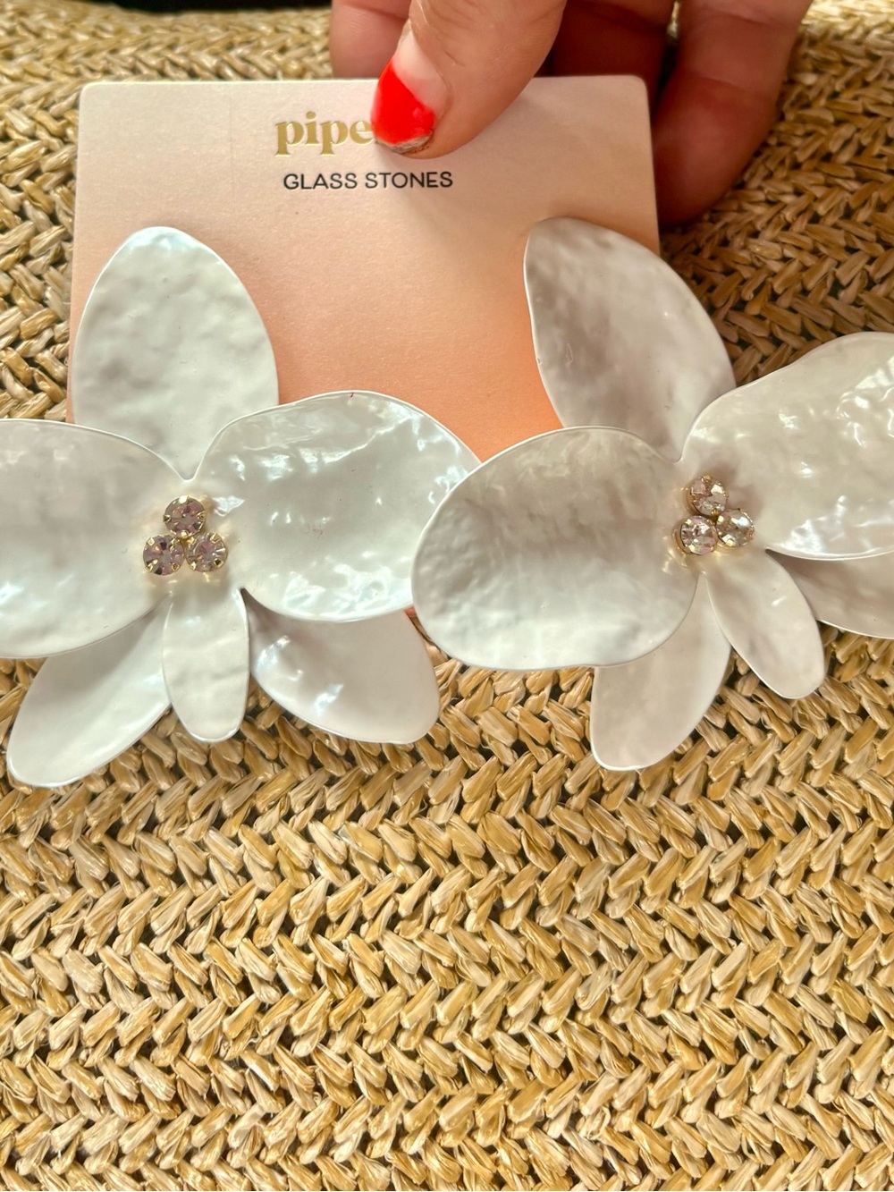Pipe + Willow White Floral Glass Stone Statement Earrings